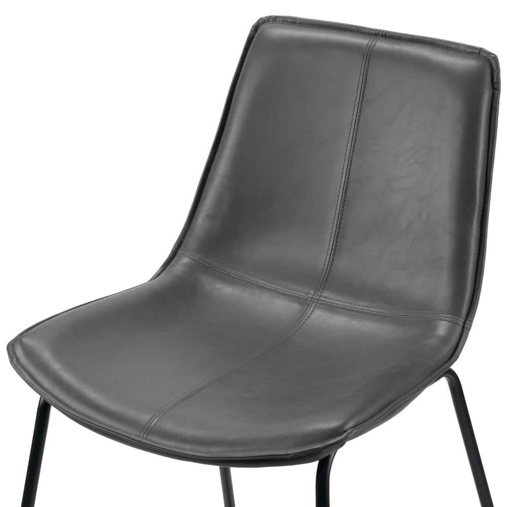 Gray Faux Leather Upholstered Side Chair with Metal Frame, Set of 2