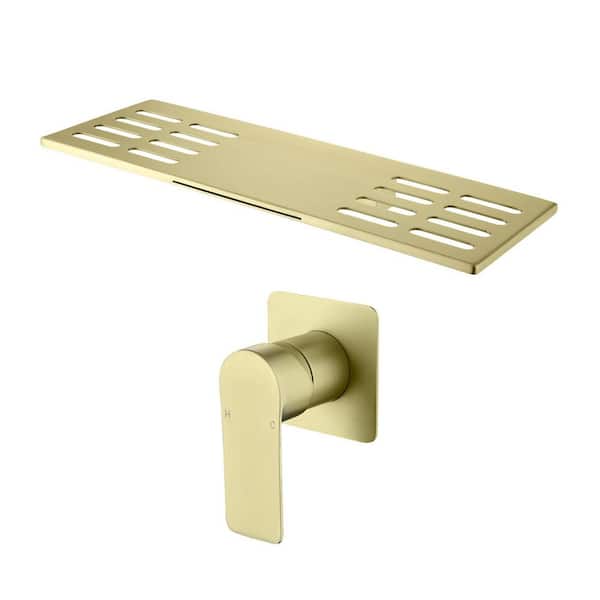 Single-Handle Rectangular Wall Mounted Bathroom Faucet or Bathtub in Gold