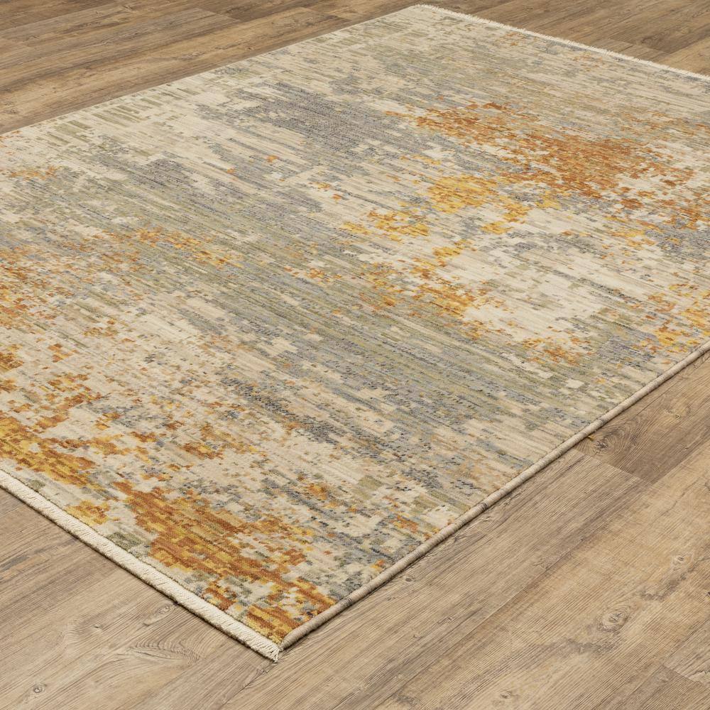 Solano Beige/Gold 5 ft. x 8 ft. Mottled Abstract Wool Nylon Blend Fringe-Edge Indoor Area Rug price history on PriceWatchPro