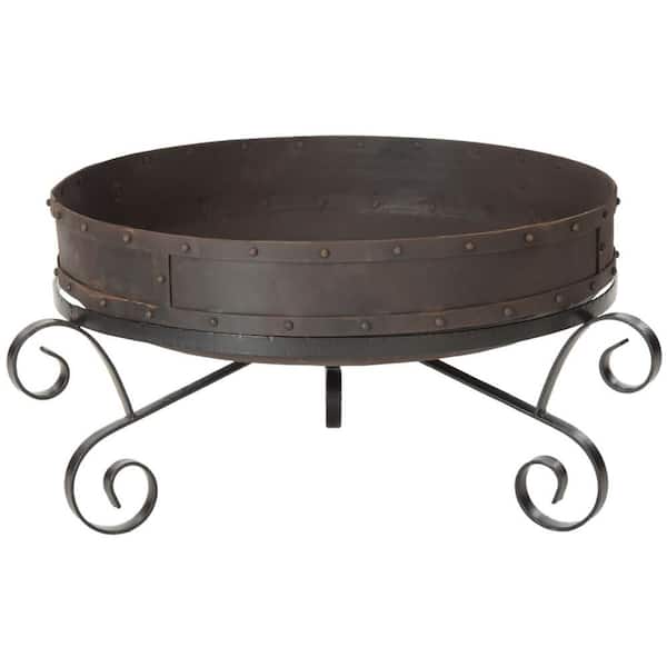 Safavieh Antigua 31 in. Iron Fire Pit in Copper and Antique Black