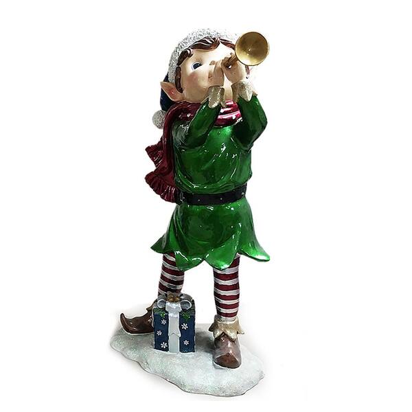 Reviews For Holidynamics Holiday Lighting Solutions 40 In 3d Elf Resin Playing Horn Outdoor Christmas Decor Pg 1 The Home Depot - Christmas Elf Decorations Home Depot