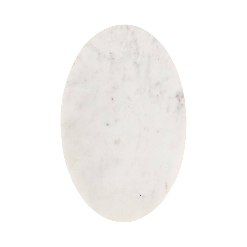 Gold Oval Marble Top C-Shaped Side Table