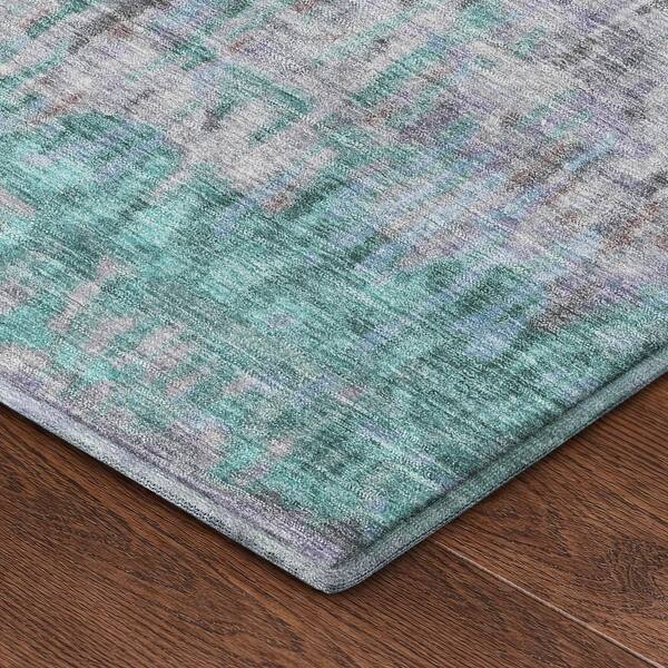 Mayfield Premium Machine Washable Abstract AMF2428 Teal 2 ft. x 3 ft. Accent Rug