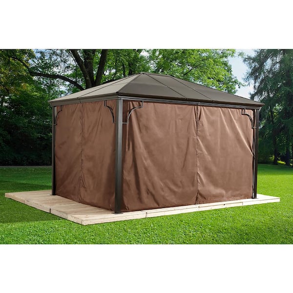 Sumatra 10 ft. x 12 ft. Brown Polyester Curtains For Gazebo