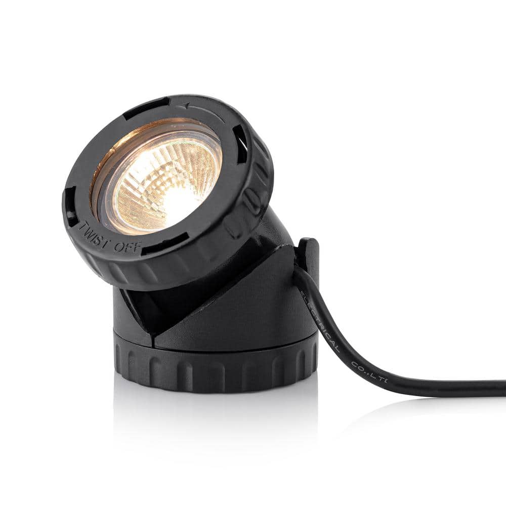 Black Plastic Outdoor Corded Landscape Spotlight with Colored Lenses