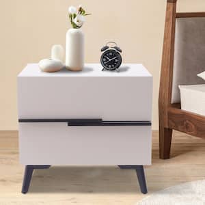 17.3 in. H x 18.9 in. L Modern Compact MDF Nightstand with 2-Drawers