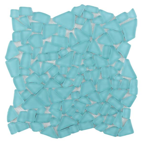 Ivy Hill Tile Coralis Pacific Blue 4 in. x 0.31 in. Frosted Matte Glass Mosaic Floor and Wall Tile Sample