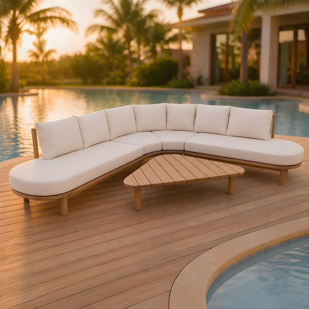 Arlott 2-Piece Solid Wood Patio Conversation Set with Beige Cushions