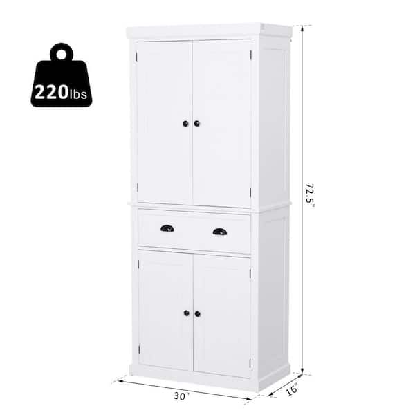 HOMCOM White Wood 23.5 in. Pantry Cabinet with Drawer and Adjustable  Shelves 835-946V80WT - The Home Depot