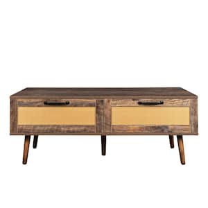 47.2 in. Espresso Rectangle MDF Lift Top Coffee Table with 2 Storage Drawers