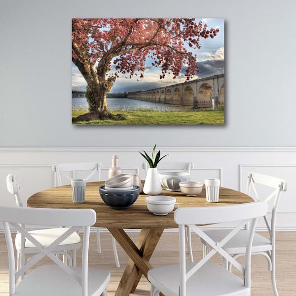 Courtside Market Autumn Tree by Bridge Gallery-Wrapped Canvas Nature Wall Art 40 in. x 30 in., Multi Color