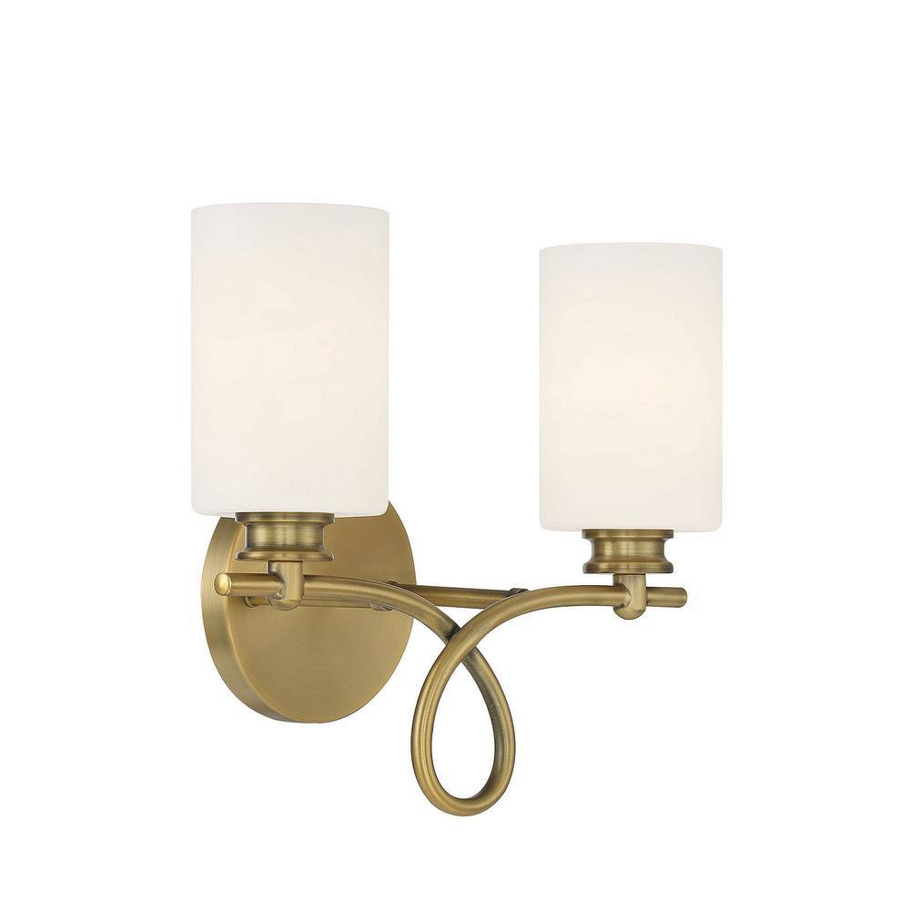 Woodbury Warm Brass 2-Light Bathroom Vanity Fixture