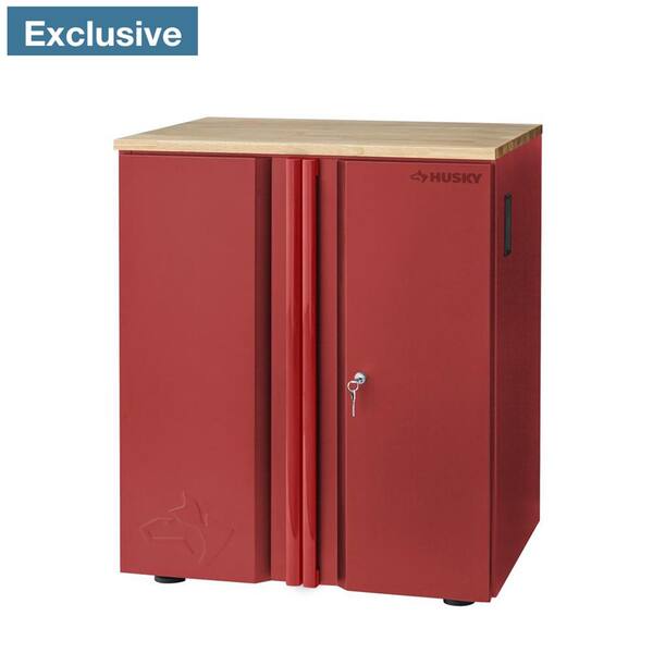 Husky Heavy Duty Welded 20-Gauge Steel 2-Door Garage Base Cabinet in Red (28 in. W x 32 in. H x 21.5 in. D)