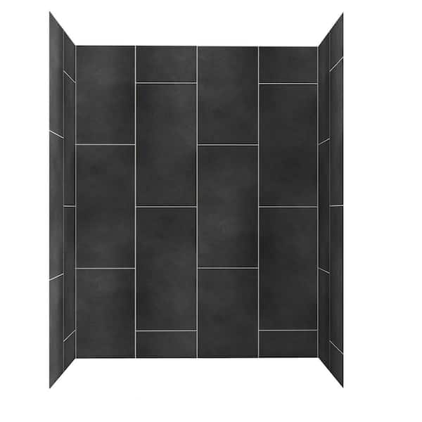 60 in. x 32 in. x 78 in. 4-Piece Glue-Up Alcove Shower Wall Surround in Grey Slate