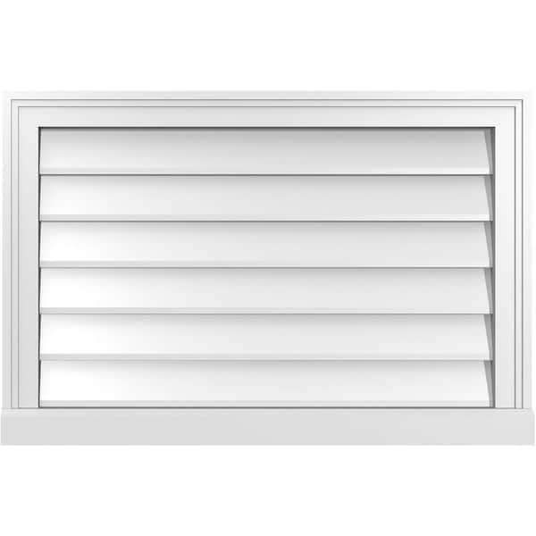Ekena Millwork 30 in. x 20 in. Vertical Surface Mount PVC Gable Vent: Decorative with Brickmould Sill Frame