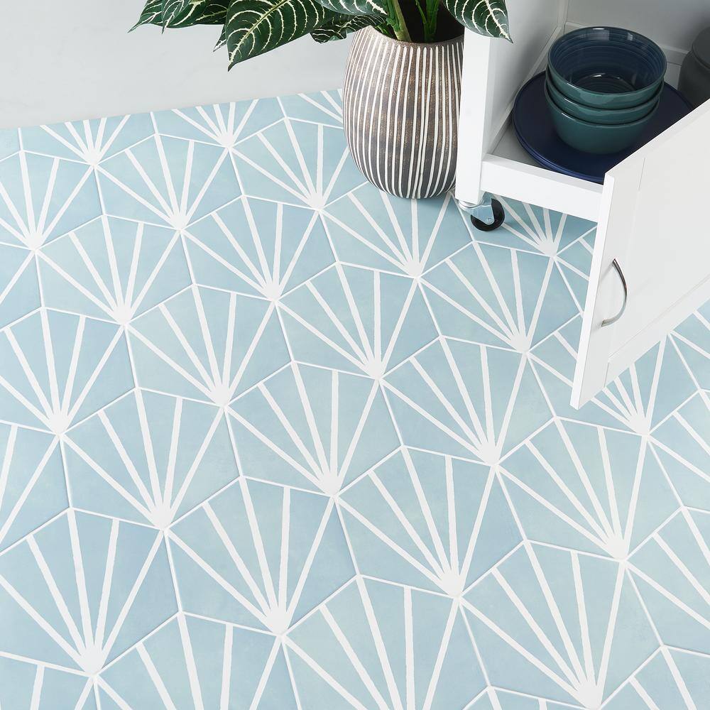 Turquoise 8" Hexagon Matte Porcelain Floor and Wall Tile