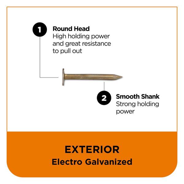 thumbnail image 2 of B&C Eagle Electrogalvanized Coil Roofing Nails - 1-Inch X .120 Smooth Shank, 1,080 Nails Per Box 2 of 6