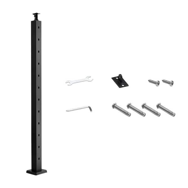 42 x 2 x 2 in. Cable Railing Post, Stainless Steel, Cable for Cable Railing System, Black, 1-Pack