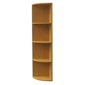SignatureHome 60 in. H Natural Finish Wood Material 4-Shelf Corner Bookcase Shelving Unit Dimensions:11"W x 11"L x 60"H