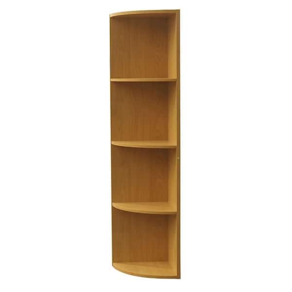 Signature Home SignatureHome 60 in. H Natural Finish Wood Material 4-Shelf Corner Bookcase Shelving Unit Dimensions:11"W x 11"L x 60"H