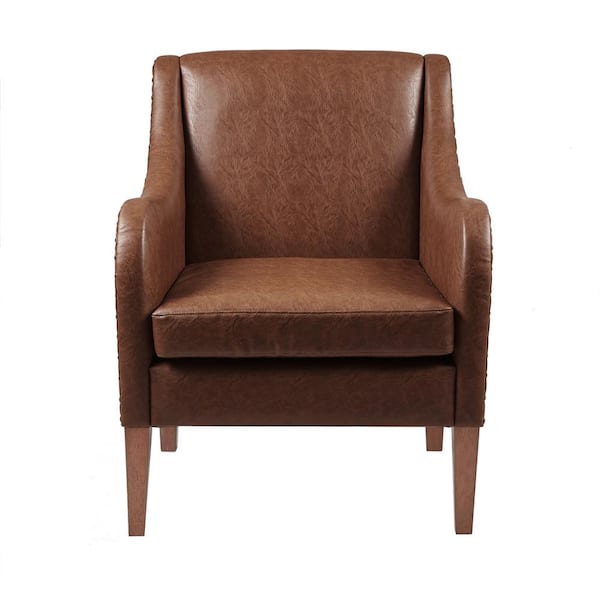 INK+IVY Ferguson Brown 28 in. W x 31.5 in. D x 33.75 in. H Faux Leather Accent Chair