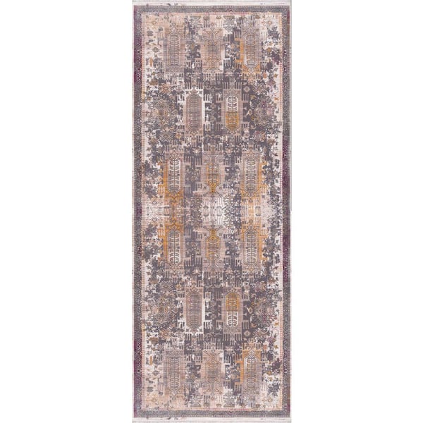 Amalfi Grey Beige, 2 ft. x 9 ft. South-Western Indoor Runner Rug, Boho