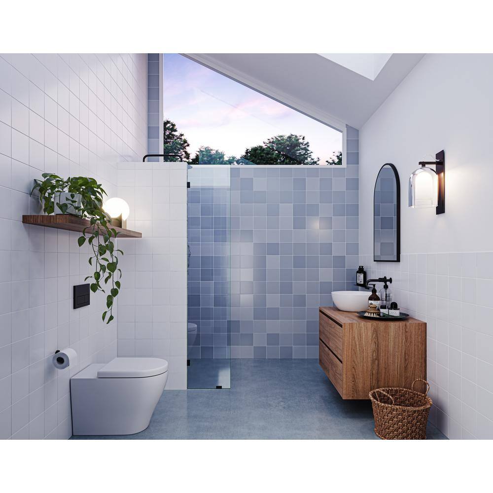 Vela 78" Frameless Matte Black Glass Shower Panel