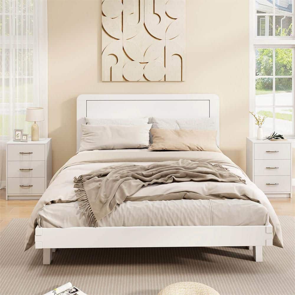 White 3-Drawer 15 in. W Nightstand Modern Bedside Table with Storage Anti-Toppling Kit for Bedroom