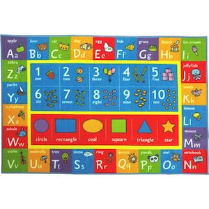 Multi-Color Kids Children Bedroom ABC Alphabet Numbers Shapes Educational Learning 8 ft. x 10 ft. Area Rug