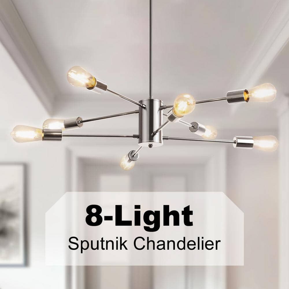 YANSUN 8-Light Chrome Modern Sputnik Chandelier Pendant Lighting