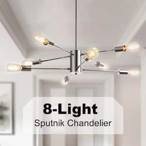 8-Light Chrome Modern Sputnik Chandelier Pendant Lighting Industrial Light Fixture for Living Room Dining Room