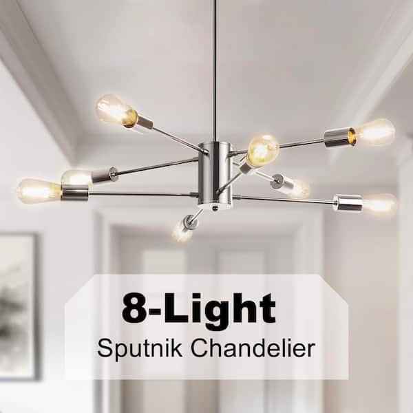YANSUN 8-Light Chrome Modern Sputnik Chandelier Pendant Lighting Industrial Light Fixture for Living Room Dining Room
