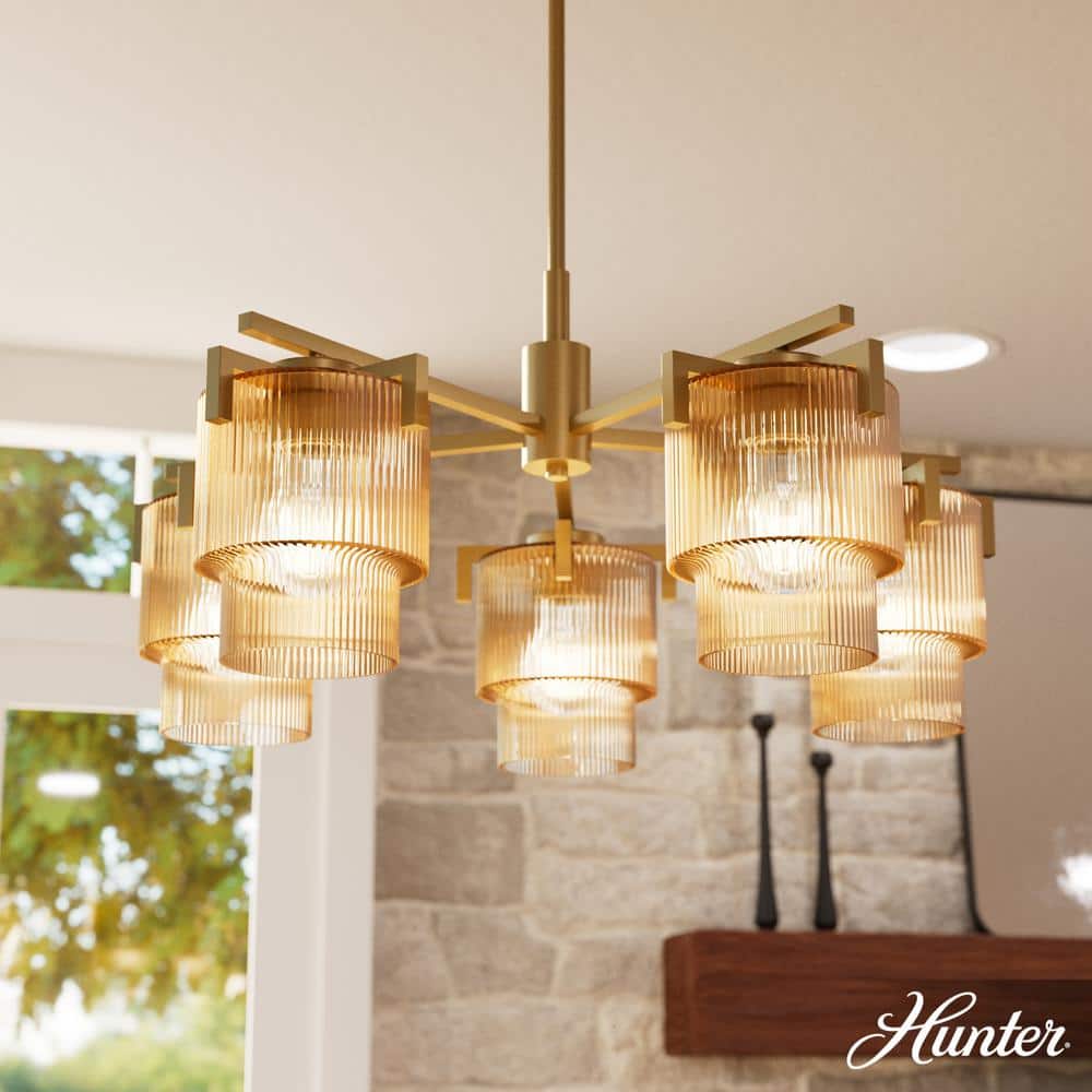 Ontario 5-Light Luxe Gold Shaded Round Chandelier for Dining Room with No Bulbs Included price history on PriceWatchPro