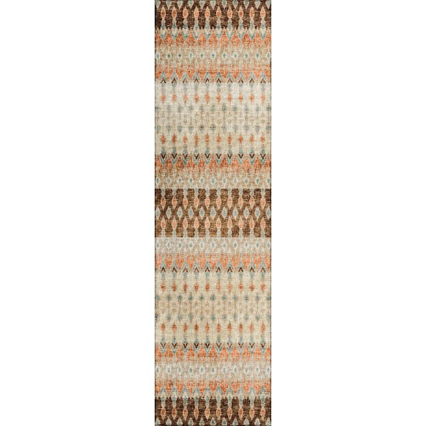 Addison Rugs Evolve Mocha 2 ft. 3 in. x 7 ft. 6 in. Ikat Runner Rug