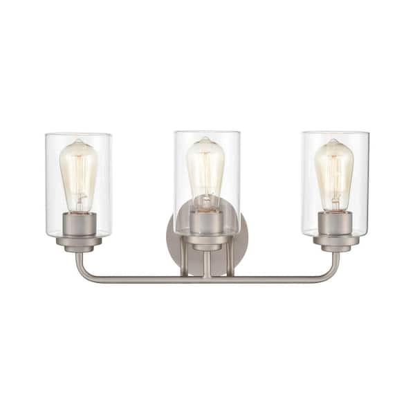 Hykolity outlet 3-Light Vanity Light Fixture, 5-Piece All-in-One Bathroom Set (E26 Bulb