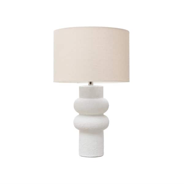 Storied Home 24.5 in. Volcano Finish Table Lamp with White Linen Shade