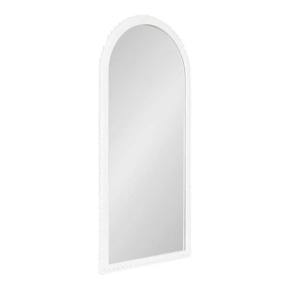 Scallia White 20 in. x 42 in. Arch Wood Wall Mirror