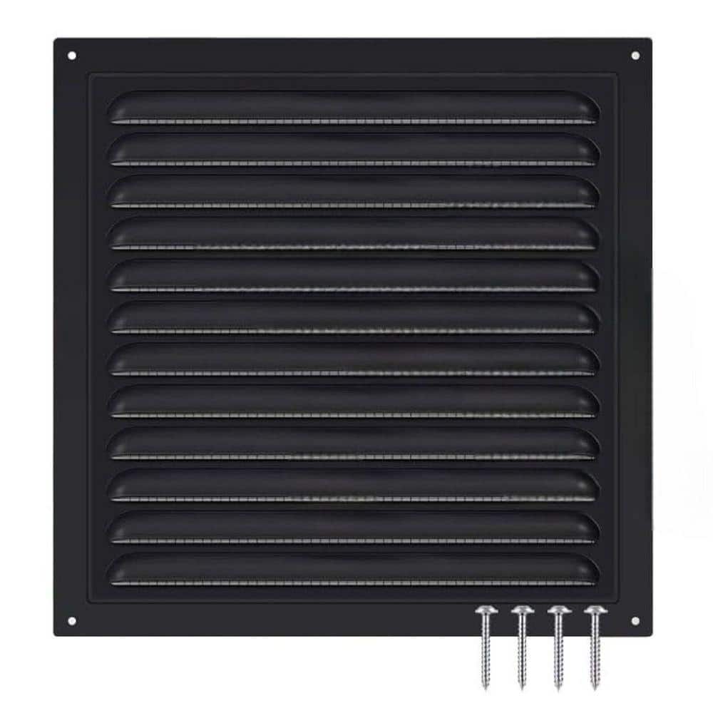 KIWDZFU 6x6 Square Black Aluminum Gable Wall Mesh Vent with Screen