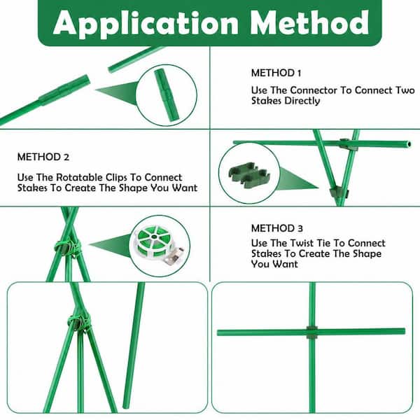 Oyezvary 16 in. Green Fiberglass Plant Support Stakes Outdoor