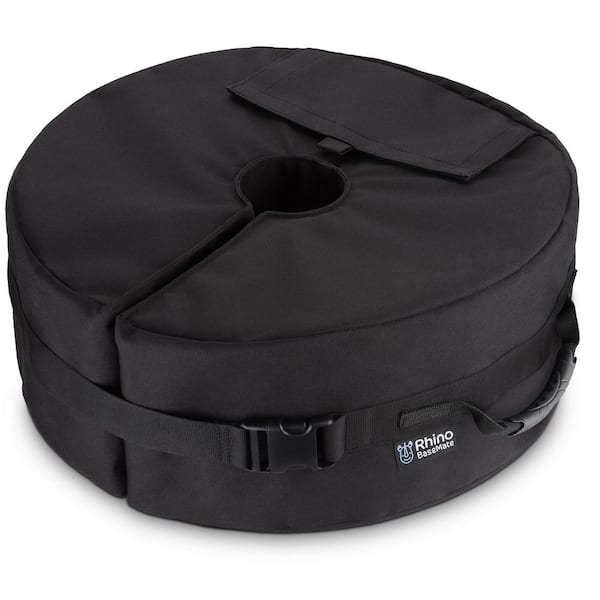 BaseMate Round Umbrella Base Weight and Side Slot Opening Velcro Enclosure 18 in. fits Any Outdoor Patio Umbrella in Black
