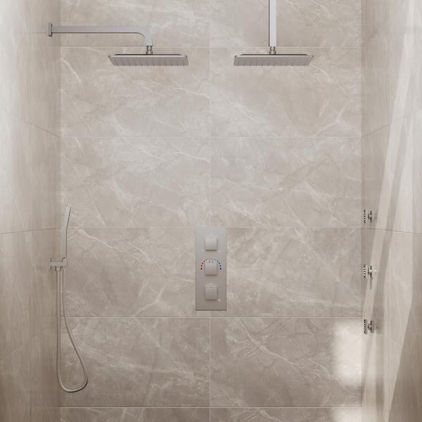 8-Spray Patterns Fixed and Handheld Shower Head with 12 in. Wall Mount in Brushed Nickel