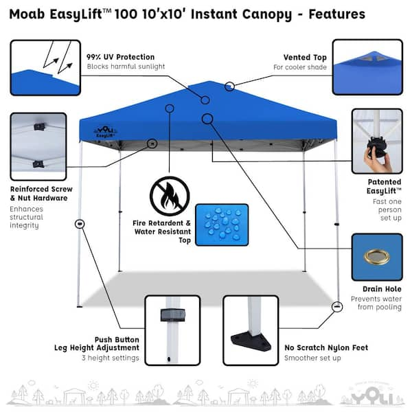 Yoli Moab EasyLift 10 ft. x 10 ft. Instant Pop Up Canopy Tent with