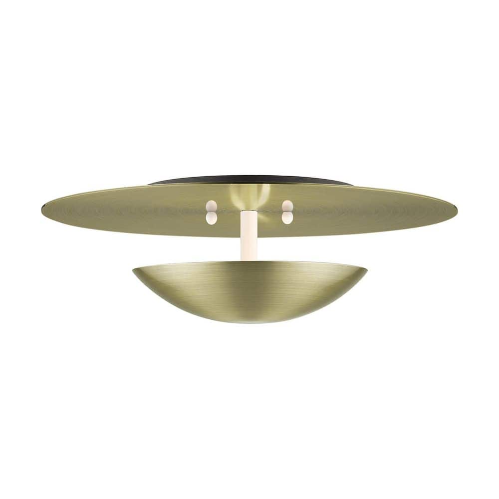 Wynmore 15 in. Urban Round Antique Brass Semi-Flush Mount for Hallway, Bedroom, Kitchen, Bulbs Required not Included price history on PriceWatchPro
