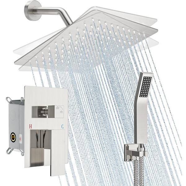 LORDEAR 8 in. 2Spray Wall Mount Fixed Rain Shower Head and Handheld