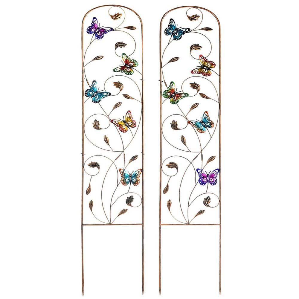 60 in. H (Set of 2) Butterfly Metal Garden Trellis for Climbing Plants