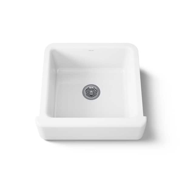 KOHLER Whitehaven Farmhouse Apron Front Undermount Cast Iron 24 in. Single Bowl Kitchen Sink in White
