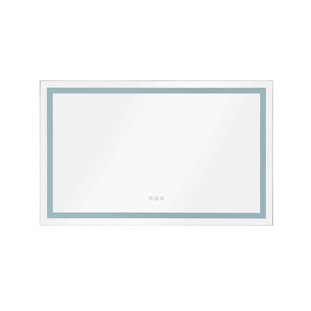 48 in. W x 36 in. H Large Rectangular Frameless LED Wall Bathroom Vanity Mirror in White
