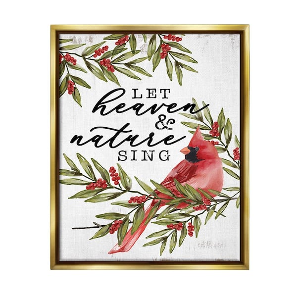 Stupell Industries Festive Phrase Cardinal by Dogwood Portfolio 1 Piece Floater Frame Graphic Print Animal Poster Art Print 21 in. x 17 in.