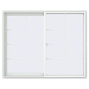 59.5 in. x 47.5 in. V-2500 Series White Vinyl Left-Handed Sliding Window with Colonial Grids/Grilles