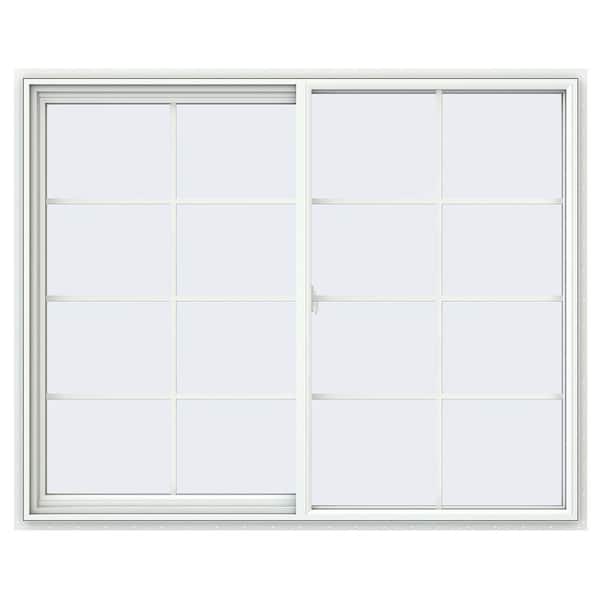 JELD-WEN 59.5 in. x 47.5 in. V-2500 Series White Vinyl Left-Handed Sliding Window with Colonial Grids/Grilles